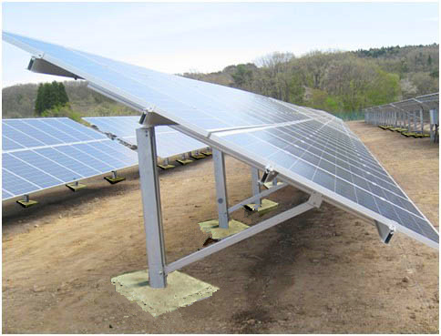 Piling pv ground mounting structure with concrete blocks
